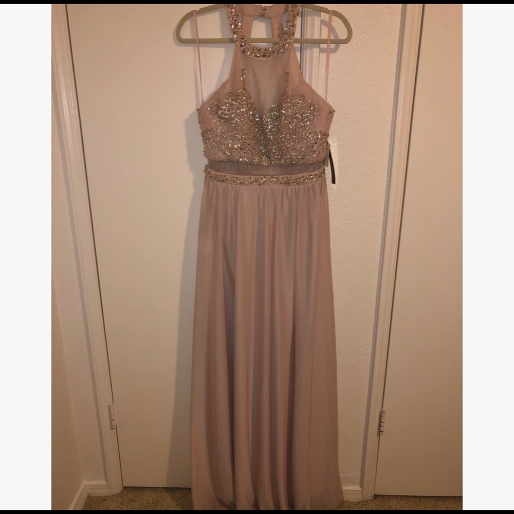 Sequin Hearts Beaded Lace Prom Dress